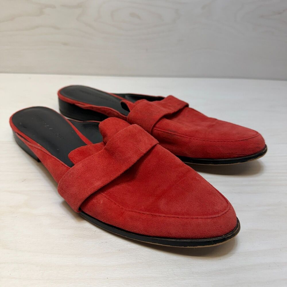 Rebecca Minkoff Mika Mules Women s Size 10 Red Suede Leather Slip On Flats Shoes